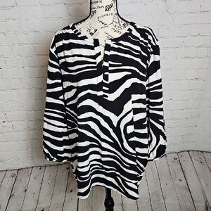 Chico's Black and White Zebra Print Blouse